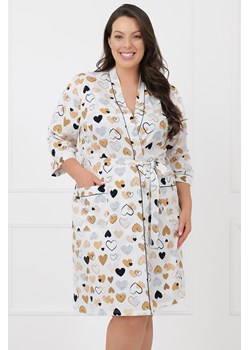 Italian Fashion Soreno szlafrok bawełniany rękaw 3/4 ecru/druk ze sklepu kontri.pl w kategorii Szlafroki damskie - zdjęcie 189067501