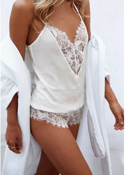 Piżama z koronkowymi wstawkami - Biały / S ze sklepu Valetta.pl w kategorii Piżamy damskie - zdjęcie 189068103