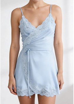 Koszula nocna z wiązaniem w pasie - Niebieski / S ze sklepu Valetta.pl w kategorii Koszule nocne - zdjęcie 189068152