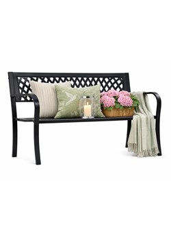 Metalowa czarna ławka ogrodowa C6-Z69 ze sklepu Edinos.pl w kategorii Ławki ogrodowe - zdjęcie 189068182