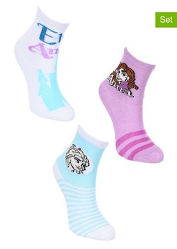 FROZEN Skarpety (3 pary) "Kraina Lodu" w kolorze biało-fioletowo-błękitnym ze sklepu Limango Polska w kategorii Skarpetki dziecięce - zdjęcie 189069092