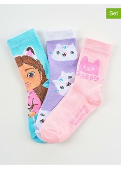 Gabby's Dollhouse Skarpety (3 pary) "Gabby's Dollhouse" w kolorze różowo-fioletowo-błękitnym ze sklepu Limango Polska w kategorii Skarpetki dziecięce - zdjęcie 189069101