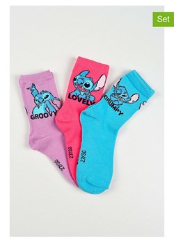 Lilo &amp; Stitch Skarpety (3 pary) "Lilo &amp; Stitch" w kolorze fioletowo-różowo-błękitnym ze sklepu Limango Polska w kategorii Skarpetki dziecięce - zdjęcie 189069220