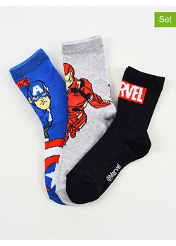 MARVEL Avengers Skarpety (3 pary) "Avengers" w kolorze niebieskim, szarym i czarnym ze sklepu Limango Polska w kategorii Skarpetki dziecięce - zdjęcie 189069244