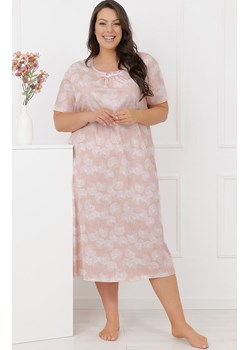 Długa koszula nocna z krótkim rękawem łososiowa Eleni, Kolor łososiowy-wzór, Rozmiar L, Italian Fashion ze sklepu Intymna w kategorii Koszule nocne - zdjęcie 189070864