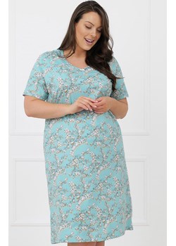 Bawełniana koszula nocna z krótkim rękawem Misaki, Kolor turkusowy-wzór, Rozmiar M, Italian Fashion ze sklepu Intymna w kategorii Koszule nocne - zdjęcie 189070892