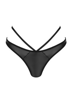 Stringi damskie wetlook z paskami Blackelia, Kolor czarny, Rozmiar S/M, KOTEK ze sklepu Intymna w kategorii Majtki damskie - zdjęcie 189070932
