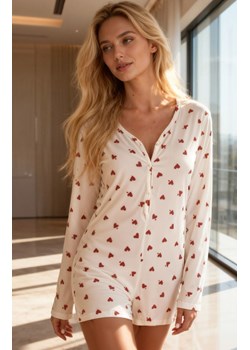 Jednoczęściowy kombinezon damski w serduszka KISSELLE, Kolor ecru-czerwony, Rozmiar S, Passion ze sklepu Intymna w kategorii Piżamy damskie - zdjęcie 189070943