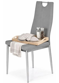 Popielate Krzesło Tapicerowane Do Kuchni L2-B77 ze sklepu Edinos.pl w kategorii Krzesła - zdjęcie 189071014