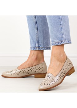 Złote ażurowe półbuty damskie Potocki 12320 ze sklepu suzana.pl w kategorii Półbuty damskie - zdjęcie 189075170