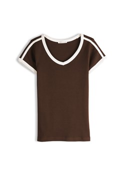 GATE Bawełniana koszulka z kontrastowym dołem 34 ze sklepu gateshop w kategorii Bluzki damskie - zdjęcie 189075581