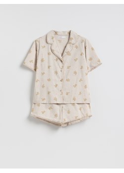 Reserved - Popelinowa piżama z misiem - kremowy ze sklepu Reserved w kategorii Piżamy damskie - zdjęcie 189077660