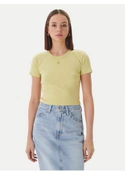 HUGO T-Shirt Delanor 50512000 Beżowy Slim Fit ze sklepu MODIVO w kategorii Bluzki damskie - zdjęcie 189079274