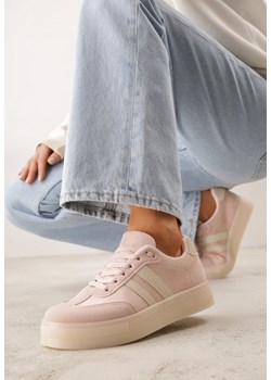 Różowe Sneakersy na Platformie w Stylu Tenisówek Ozdobione Paskami Ladia ze sklepu renee.pl w kategorii Buty sportowe damskie - zdjęcie 189080390