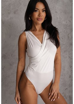 Białe Kopertowe Body Bez Rękawów Edalwen ze sklepu renee.pl w kategorii Body damskie - zdjęcie 189080454