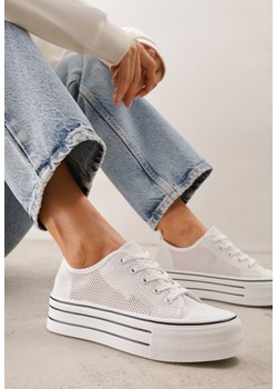 Białe Plecione Trampki na Platformie Irivana ze sklepu renee.pl w kategorii Trampki damskie - zdjęcie 189080564