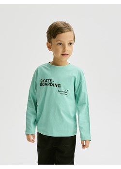 Reserved - Bawełniany longsleeve - jasnoturkusowy ze sklepu Reserved w kategorii T-shirty chłopięce - zdjęcie 189081343