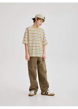 Reserved - T-shirt w paski - bursztynowy ze sklepu Reserved w kategorii T-shirty chłopięce - zdjęcie 189081504