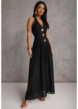 Czarna Sukienka z Dekoltem Halter i Ozodbymi Guzikami z Przodu Nesia ze sklepu renee.pl w kategorii Sukienki - zdjęcie 189081861