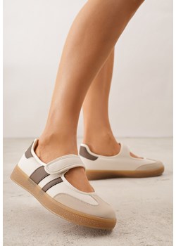 Beżowe Tenisówki w Stylu Balerinek z Zapięciem na Rzep Talwan ze sklepu born2be.pl w kategorii Buty sportowe damskie - zdjęcie 189083742