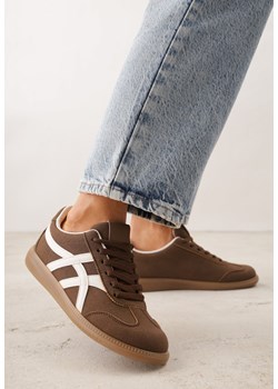 Brązowe Sneakersy na Kauczukowej Podeszwie z Geometrycznym Wzorem Sewtila ze sklepu born2be.pl w kategorii Buty sportowe damskie - zdjęcie 189083751