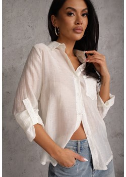 Jasnobeżowa Prześwitująca Koszula z Cyrkoniami Arialle ze sklepu renee.pl w kategorii Koszule damskie - zdjęcie 189084181