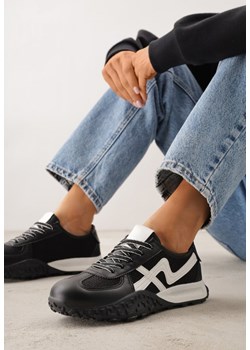 Czarne Sneakersy z Futurystyczną Tłoczoną Podeszwą i Geometrycznym Wzorem Emalorine ze sklepu renee.pl w kategorii Buty sportowe damskie - zdjęcie 189084334