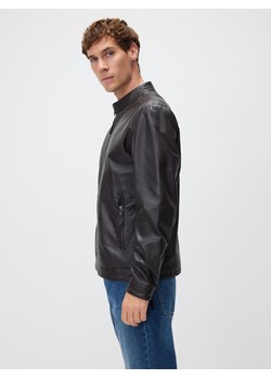 Reserved - Skórzana kurtka ze stójką - ciemnobrązowy ze sklepu Reserved w kategorii Kurtki męskie - zdjęcie 189084700