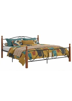 Łóżko małżeńskie vintage czarny + ciemny dąb 200x200 cm E8-T75 ze sklepu Edinos.pl w kategorii Łóżka i materace - zdjęcie 189085890