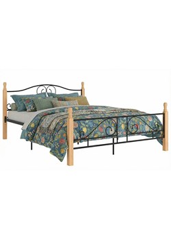 Metalowe łóżko vintage czarny + jasny dąb 140x200 cm T2-G47 ze sklepu Edinos.pl w kategorii Łóżka i materace - zdjęcie 189085891