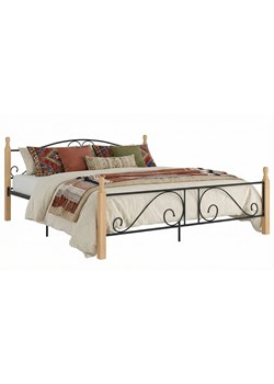 Łóżko małżeńskie czarny + jasny dąb 200x200 cm S5-C48 ze sklepu Edinos.pl w kategorii Łóżka i materace - zdjęcie 189085894