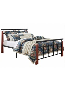 Metalowe rustykalne łóżko czarny + ciemny dąb 140x200 cm D3-T28 ze sklepu Edinos.pl w kategorii Łóżka i materace - zdjęcie 189085901