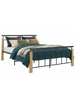 Rustykalne metalowe łóżko czarny + jasny dąb 140x200 cm Z4-Z49 ze sklepu Edinos.pl w kategorii Łóżka i materace - zdjęcie 189085902