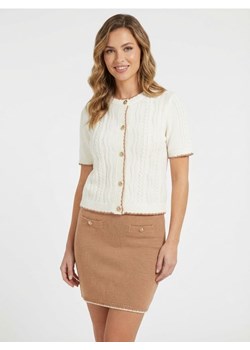 Sinsay - Dzianinowy kardigan z krótkim rękawem - kremowy ze sklepu Sinsay w kategorii Swetry damskie - zdjęcie 189087683