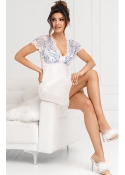 Koszulka nocna damska z koronką Angela, Kolor ecru-niebieski, Rozmiar S, Donna ze sklepu Primodo w kategorii Koszule nocne - zdjęcie 189096334