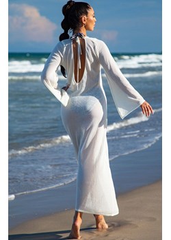 Długa sukienka ażurowa z dekoltem na plecach z bawełny kremowa 216/01, Kolor kremowy, Rozmiar 36/38, Primo ze sklepu Primodo w kategorii Sukienki - zdjęcie 189096444