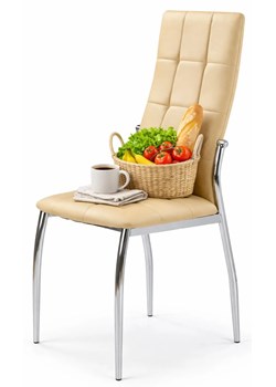 Beżowe Krzesło Pikowane Nowoczesne T4-P10 ze sklepu Edinos.pl w kategorii Krzesła - zdjęcie 189098732