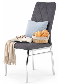Ciemnoszare Nowoczesne Krzesło Pikowane H0-P77 ze sklepu Edinos.pl w kategorii Krzesła - zdjęcie 189098743