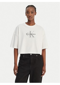 Calvin Klein Jeans T-Shirt LV047F828G Biały Boxy Fit ze sklepu MODIVO w kategorii Bluzki damskie - zdjęcie 189099130