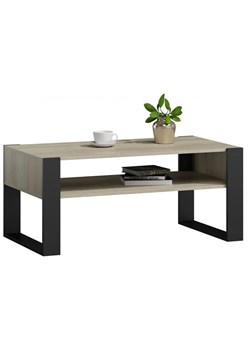 Prostokątny stolik kawowy z półką dąb sonoma + czarny R2-G02 ze sklepu Edinos.pl w kategorii Stoliki kawowe - zdjęcie 189100043