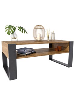 Prostokątna ława z półką dąb wotan + czarny G3-H44 ze sklepu Edinos.pl w kategorii Stoły - zdjęcie 189100060