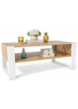 Nowoczesny stolik kawowy z półką dąb sonoma + biały F0-N82 ze sklepu Edinos.pl w kategorii Stoliki kawowe - zdjęcie 189100064