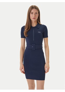 Guess Sukienka dzianinowa V6RK08 Z4642 Granatowy Slim Fit ze sklepu MODIVO w kategorii Sukienki - zdjęcie 189101824