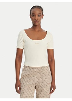 Guess T-Shirt V6GP04 K2969 Écru Slim Fit ze sklepu MODIVO w kategorii Bluzki damskie - zdjęcie 189101891