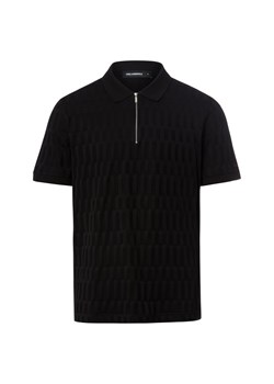 KARL LAGERFELD Męska koszulka polo Mężczyźni Bawełna (100%) czarny wypukły wzór tkaniny ze sklepu vangraaf w kategorii T-shirty męskie - zdjęcie 189102874
