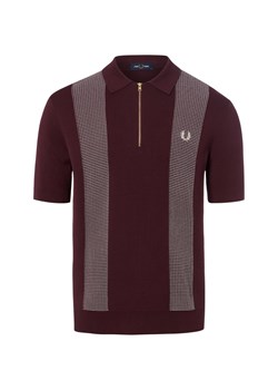 Fred Perry Męska koszulka polo z dzianiny Mężczyźni Bawełna bordowy wzorzysty ze sklepu vangraaf w kategorii Swetry męskie - zdjęcie 189102910