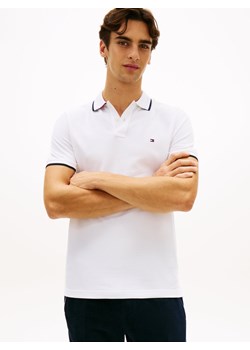Tommy Hilfiger Męska koszulka polo Mężczyźni Bawełna (100%) biały jednolity ze sklepu vangraaf w kategorii Bluzki damskie - zdjęcie 189102930