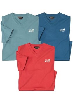 Zestaw 3 koszulek z dekoltem w serek Travel ze sklepu Atlas For Men w kategorii T-shirty męskie - zdjęcie 189103192