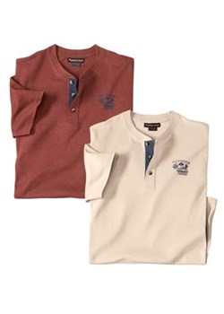 Zestaw 2 koszulek z dekoltem z guzikami ze sklepu Atlas For Men w kategorii T-shirty męskie - zdjęcie 189103213