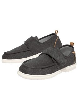 Szare, płócienne mokasyny z rzepem ze sklepu Atlas For Men w kategorii Mokasyny męskie - zdjęcie 189103220